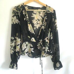 Forever 21 Contemporary Floral Print Wrap Top
